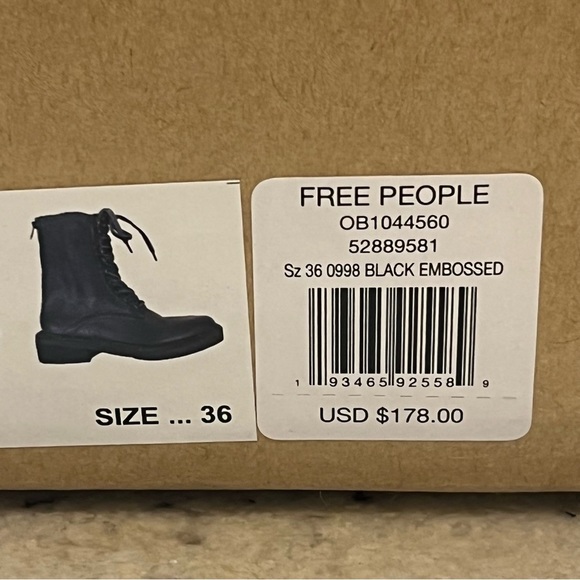 NWT $178 Free People Sante Fe Lace-up Boot 36 = USA 6 Black - Picture 15 of 16